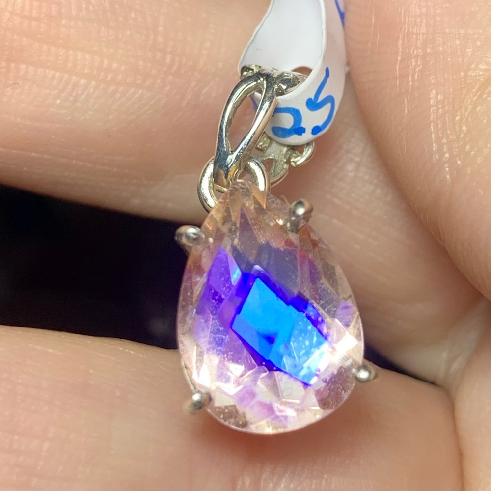 Solid Sterling Multifaceted Moon Glow Mystic Topaz - image 1